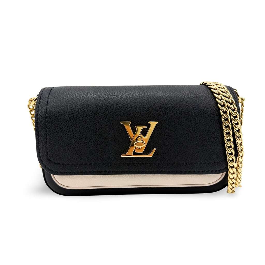 Louis Vuitton Lockme Chain Bag Noir Beige Beige Leather Very good - Front View