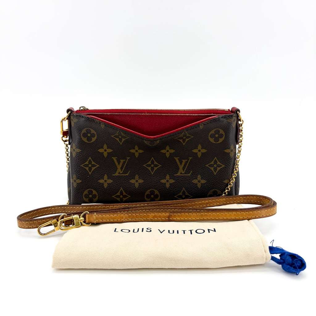 Louis Vuitton Monogram Pallas Clutch Series Brown Canvas Good - Back View
