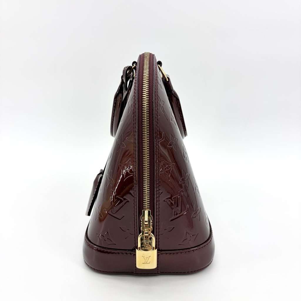 Louis Vuitton Alma PM Monogram Vernis Amarante Burgundy Leather Good - Model View