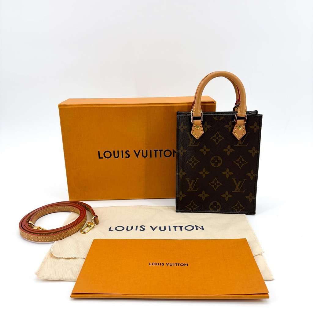 Louis Vuitton Monogram Petit Sac Plat Beige Canvas Very good - Back View