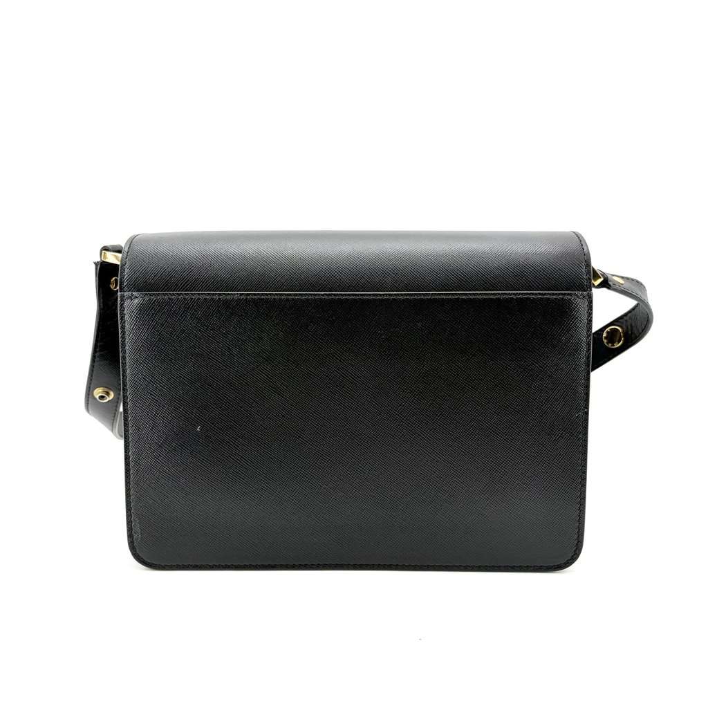 Marni Medium Trunk Bag Saffiano Black Black Leather Good - Back View