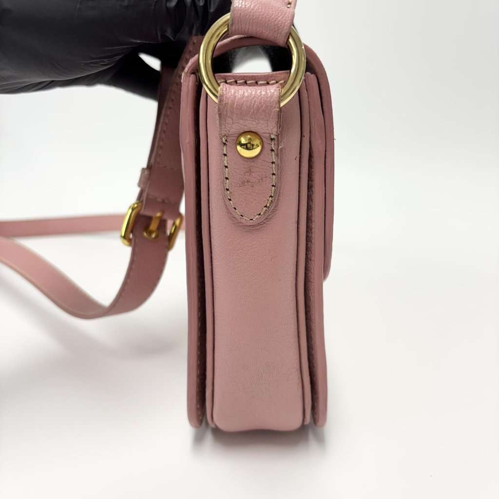 Miu Miu Madras Leather Crossbody Bag Pink Gold Leather Good - Inside View