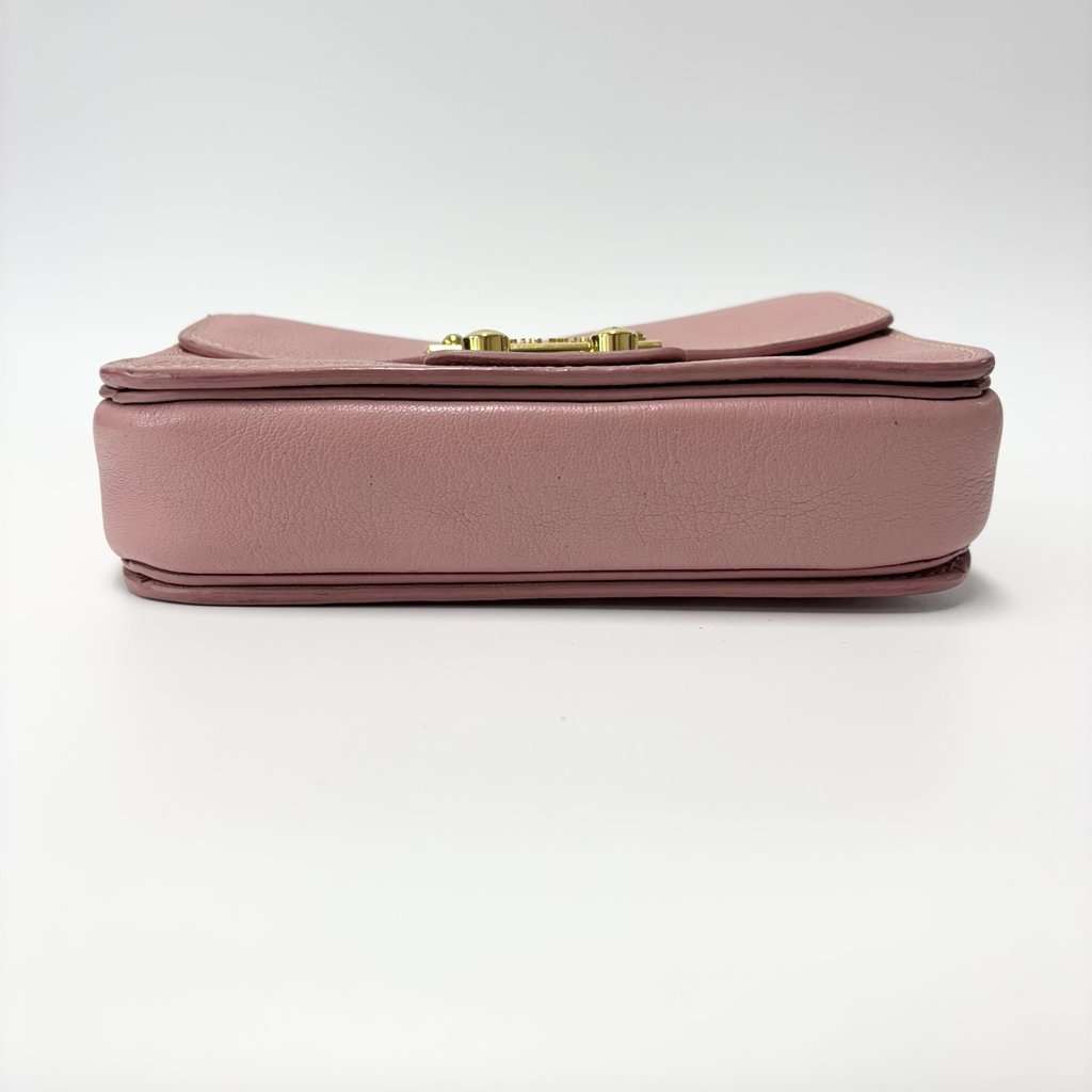 Miu Miu Madras Leather Crossbody Bag Pink Gold Leather Good - Box View