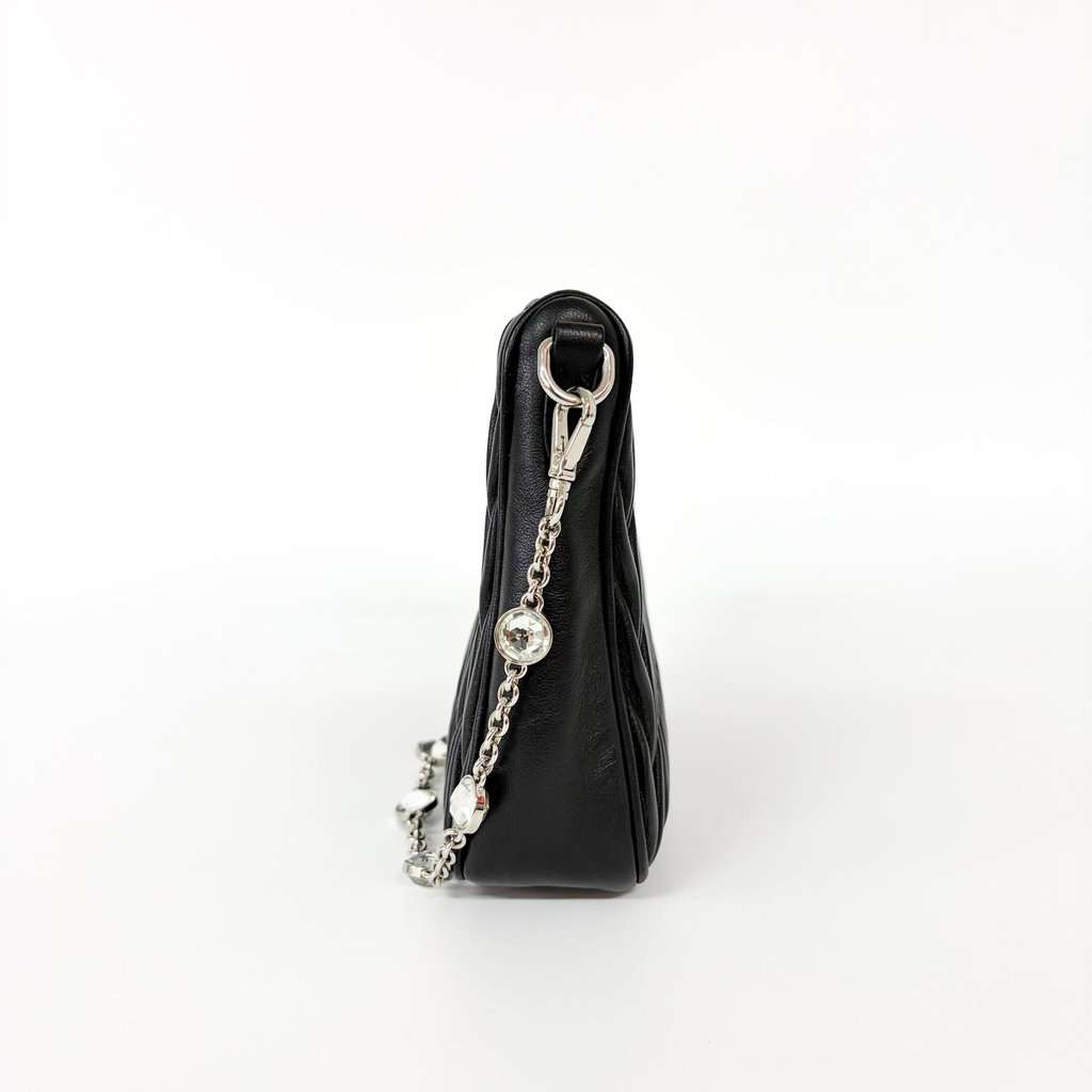 Miu Miu Matelassé Napa Leather Hobo Bag Black MultiColor Leather Very good - Model View