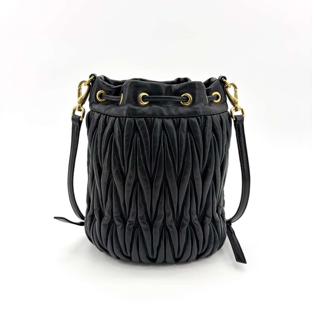 Miu Miu Matelassé Napa Leather Bucket Bag Black Black Leather Very good - Inside View