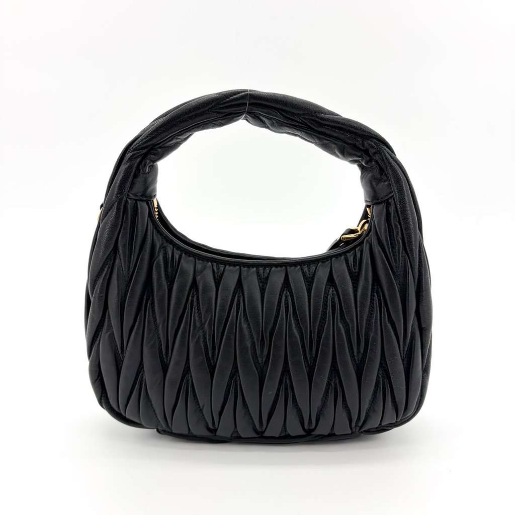 Miu Miu Matelassé Napa Leather Small Hobo Bag Black Black Leather Very good - Inside View