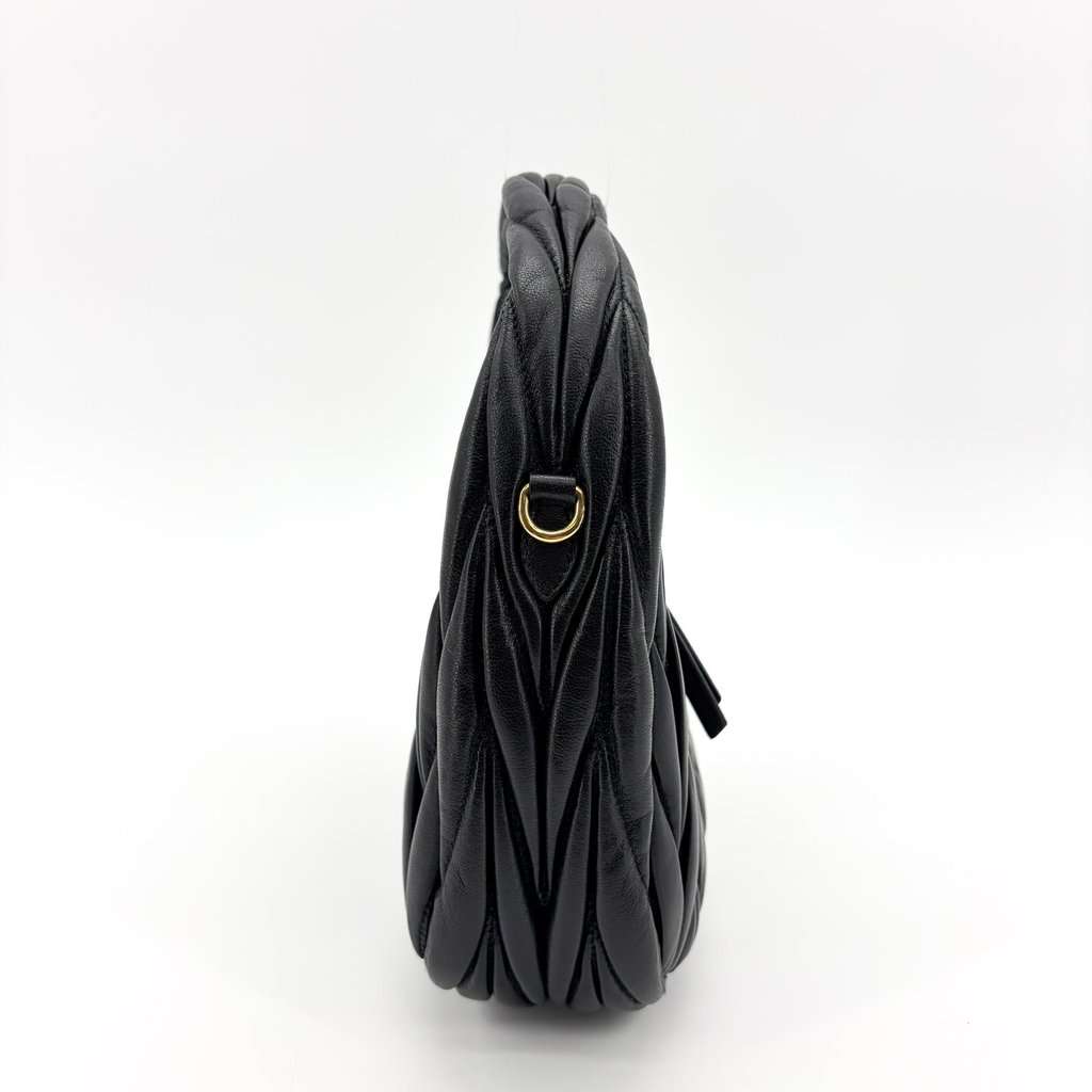 Miu Miu Matelassé Napa Leather Small Hobo Bag Black Black Leather Very good - Box View