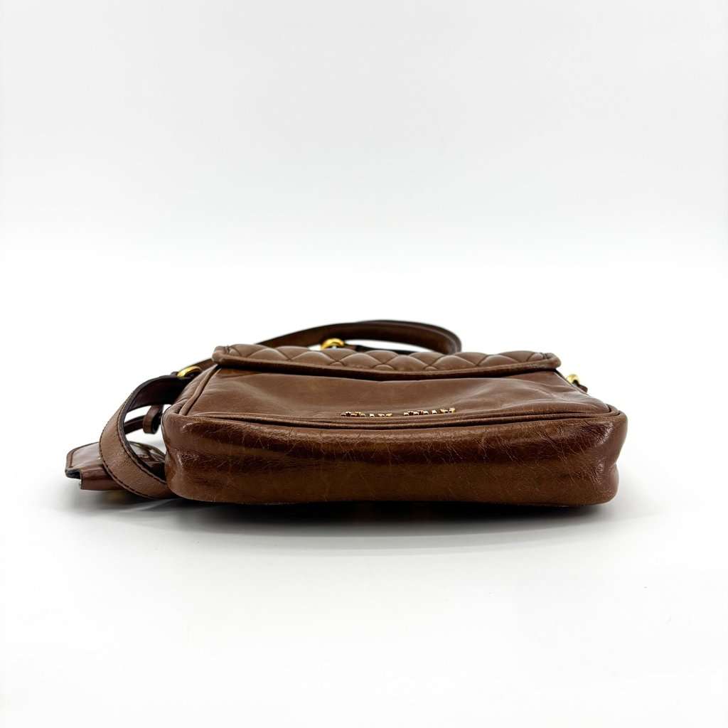 Miu Miu Diamond Quilted Vintage Leather Crossbody Bag Brown Brown Leather Good - Box View