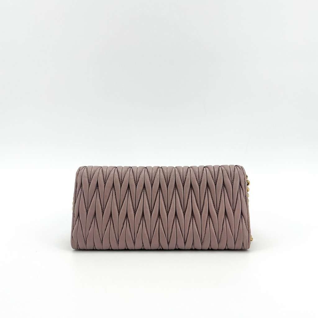 Miu Miu Matelasse Leather Shoulder Bag Brown Brown Leather Good - Back View