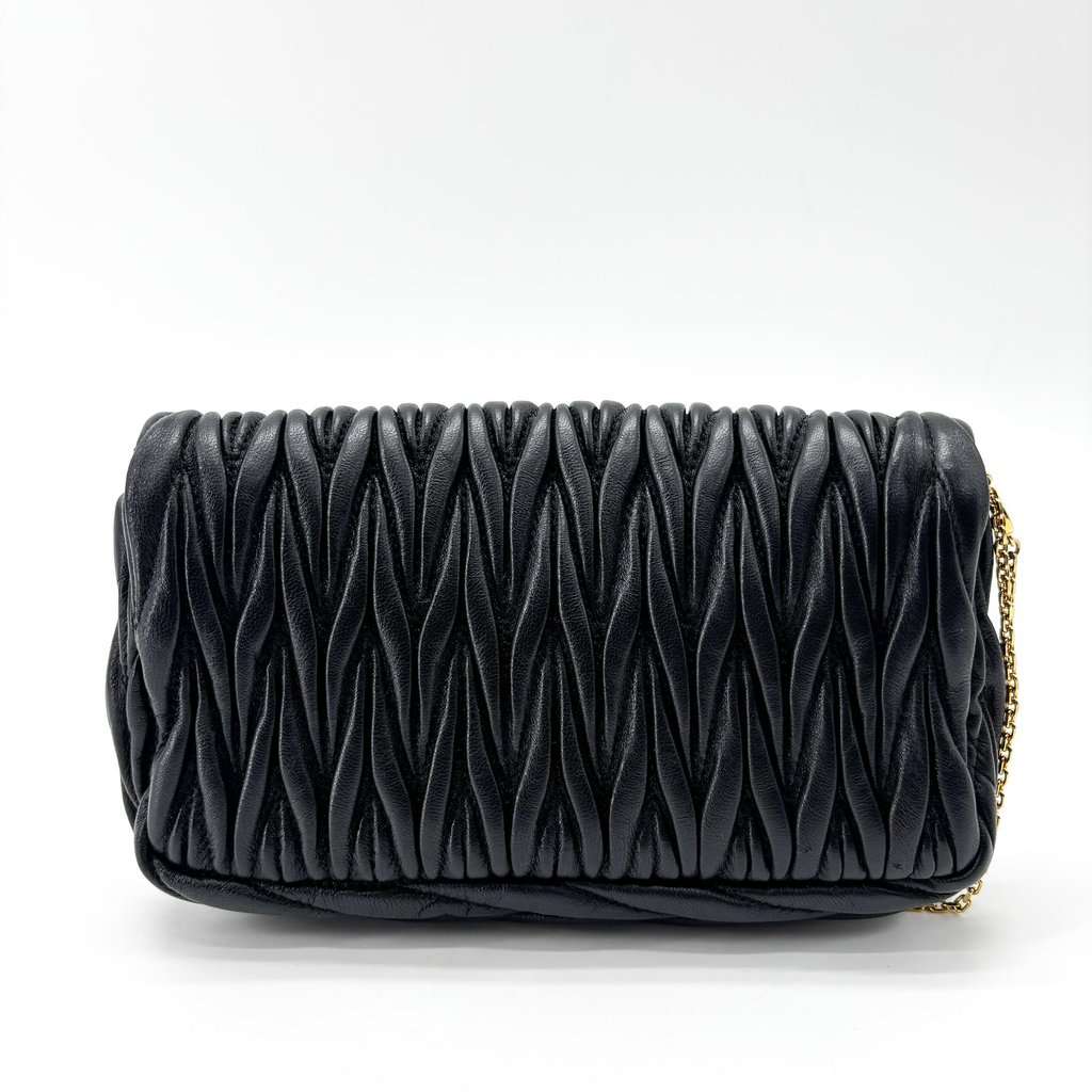 Miu Miu Matelasse Nappa Leather Pouch Black Black Leather Very good - Back View