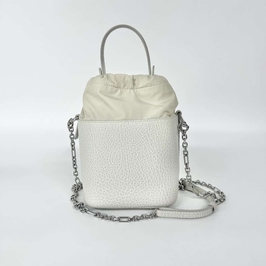 Maison Margiela 5AC Small Bucket Bag White Canvas Good - Back View