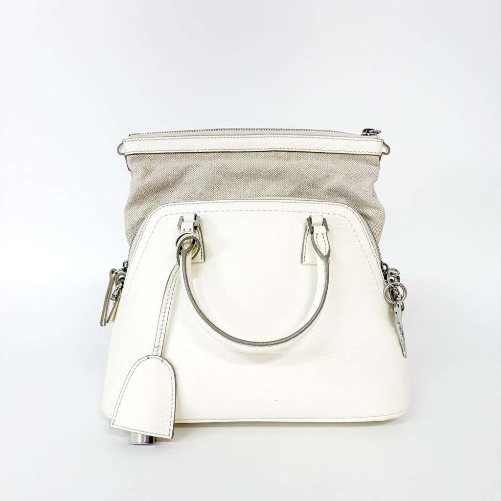 Maison Margiela 5AC Small Handbag White MultiColor Canvas Fair - Back View