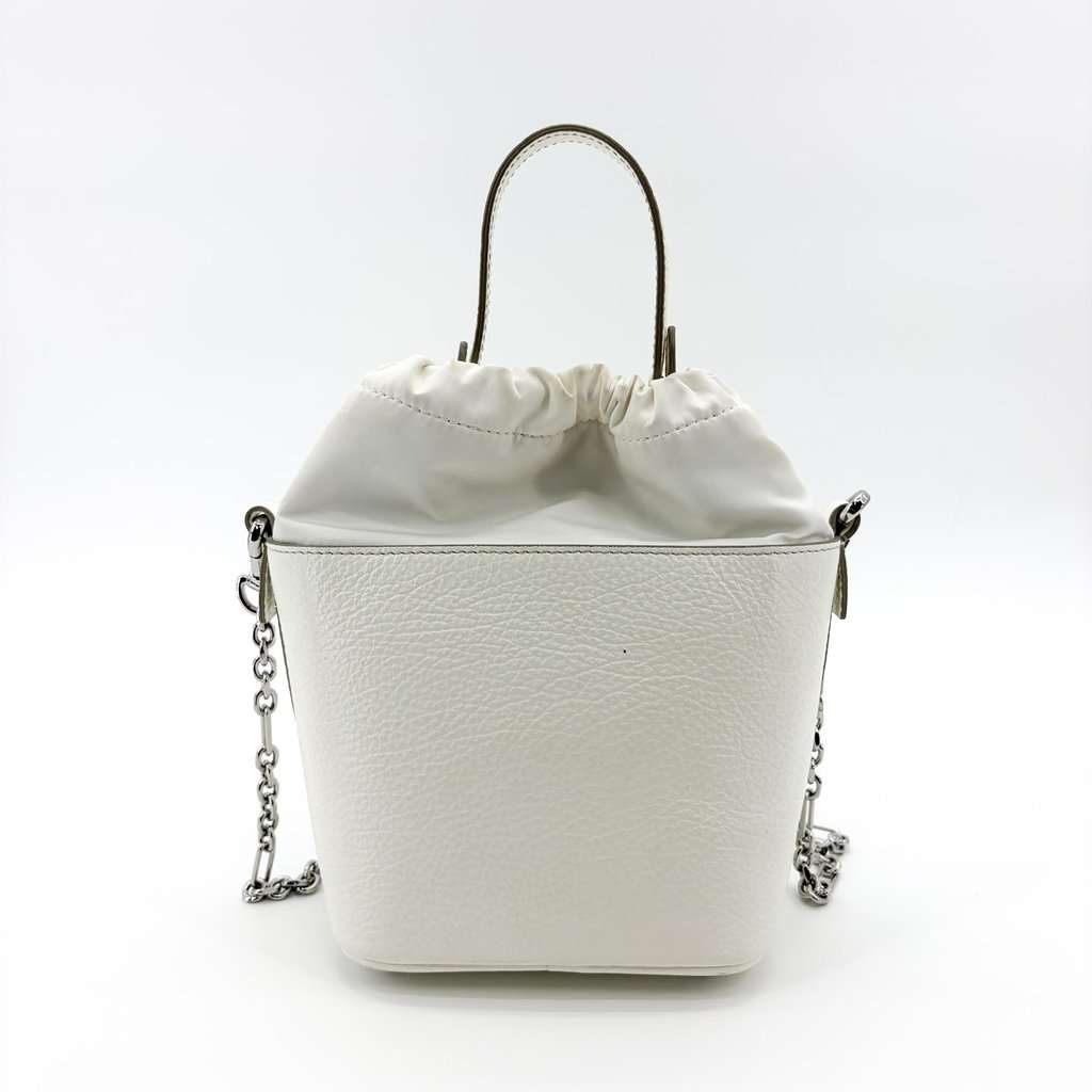Maison Margiela 5AC Micro Bucket Bag White Silver Leather Fair - Back View