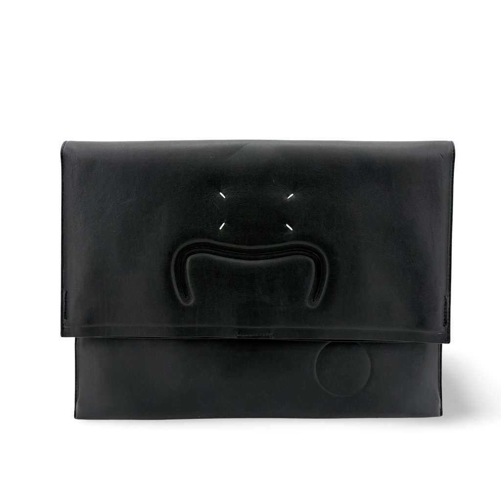 Maison Margiela Foldover Clutch Black Black Leather Very good - Front View