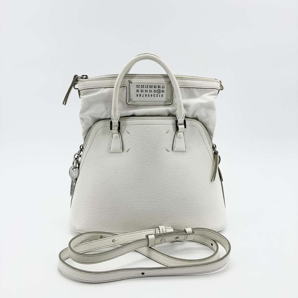 Maison Margiela 5AC Mini Handbag White White Leather Fair - Back View