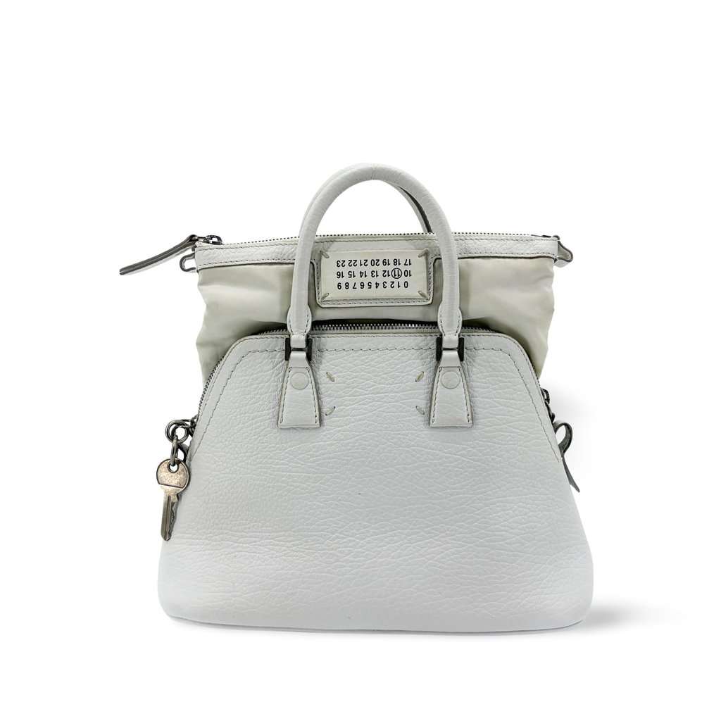 Maison Margiela 5AC Mini Tote Bag White White Leather Good - Front View