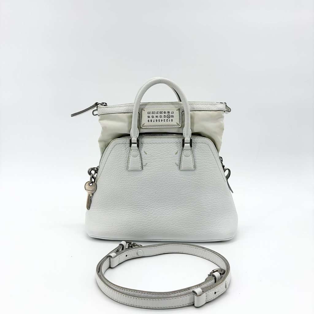 Maison Margiela 5AC Mini Tote Bag White White Leather Good - Back View