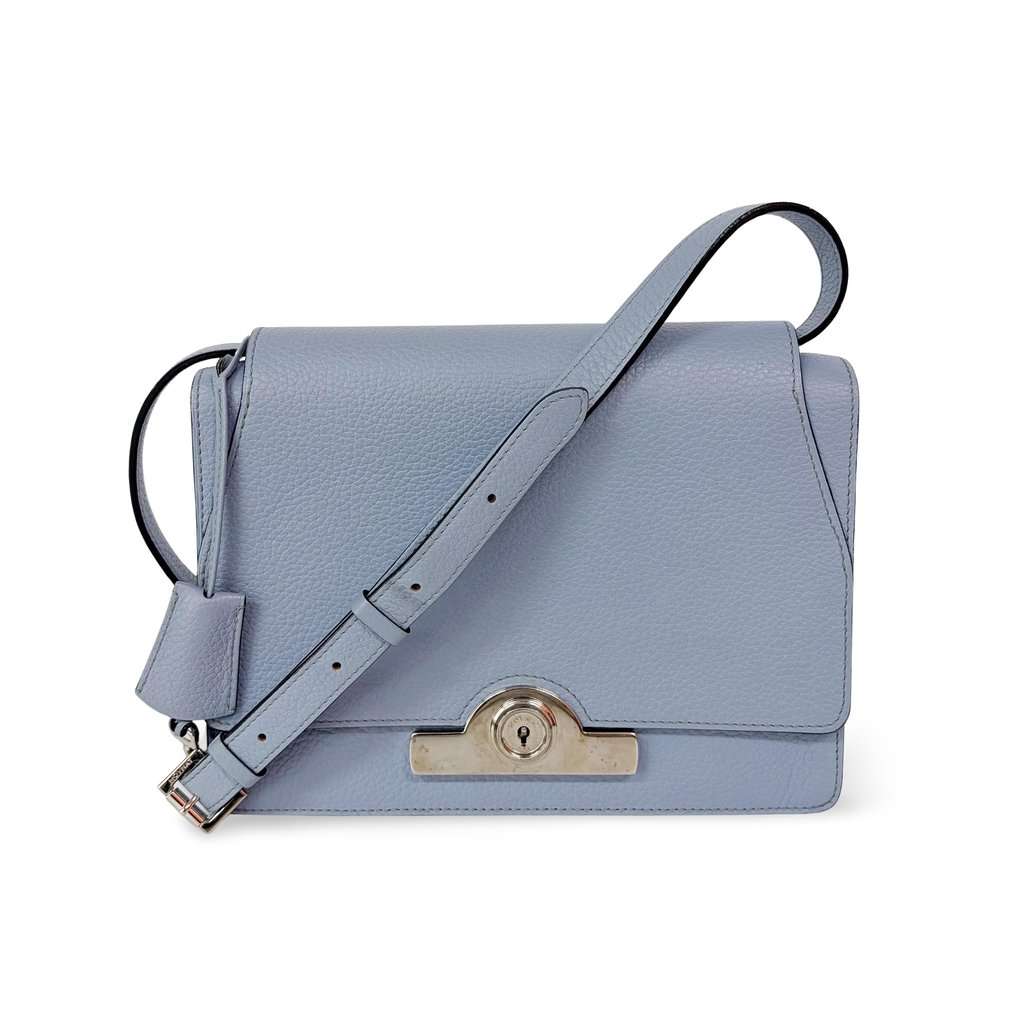 Moynat Leather Crossbody Bag Sky Blue Blue Leather Good - Front View