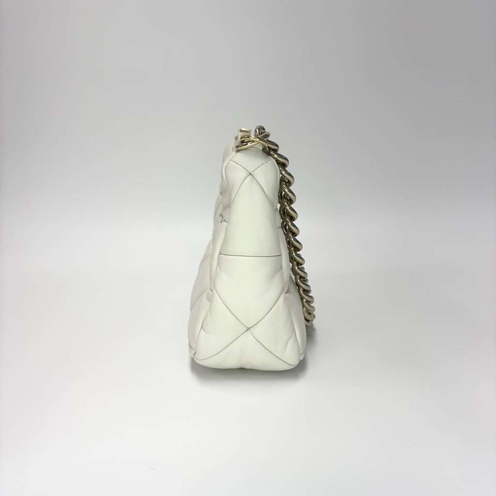 Prada Napa Patch Padded Hobo Bag White Gold Leather Good - Box View