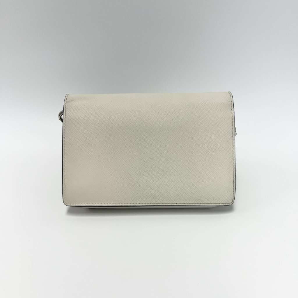 Prada Saffiano Leather Mini Envelope Bag 1BP020 White Leather Good - Inside View