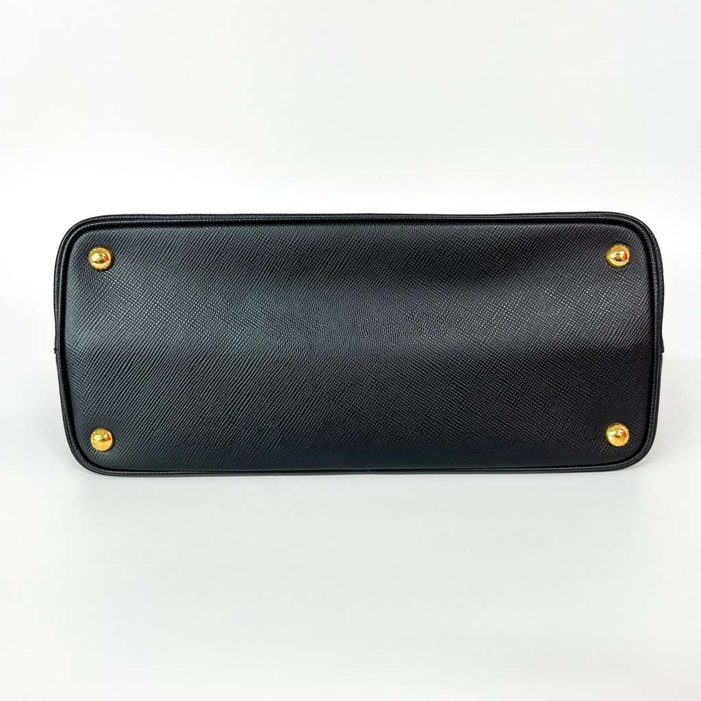 Prada Double Saffiano Leather Medium Black Black Leather Good - Box View