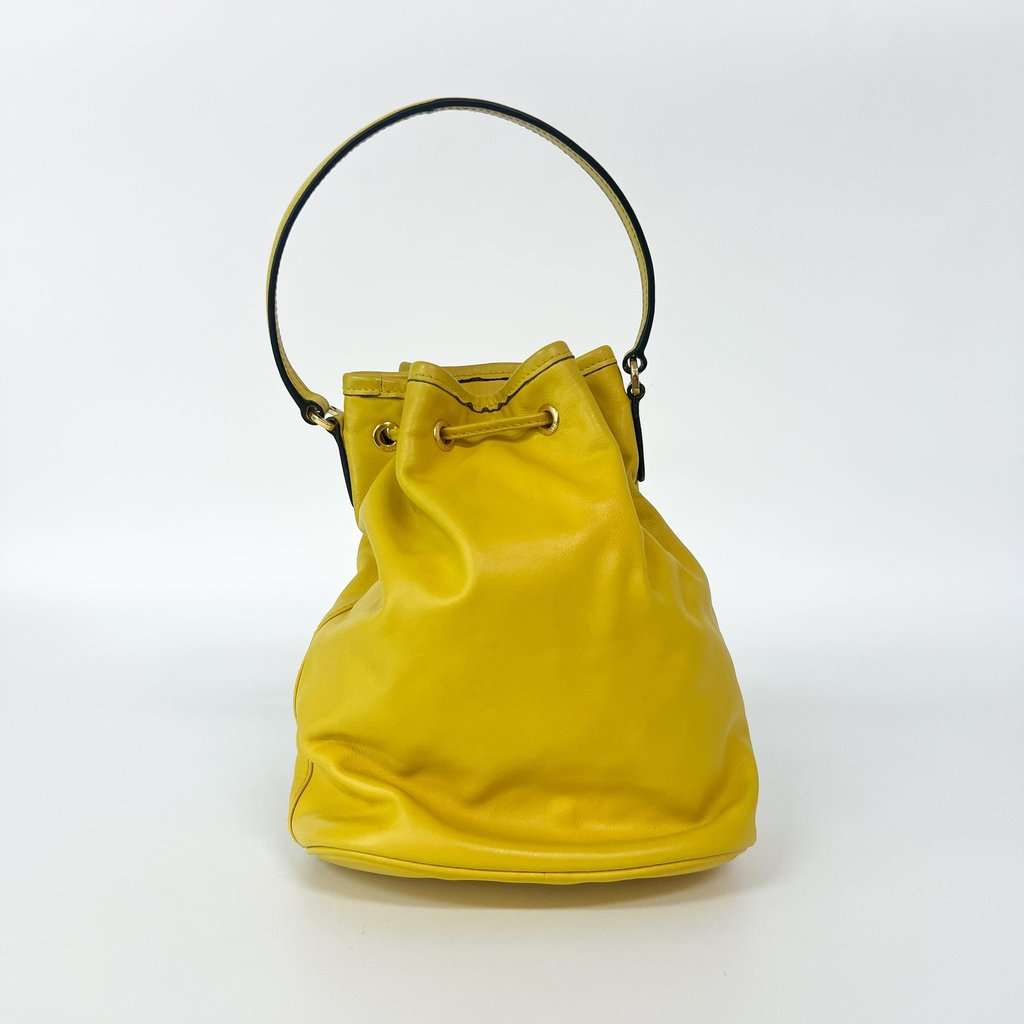 Prada Leather Duet Bucket Bag Yellow Yellow Leather Good - Inside View