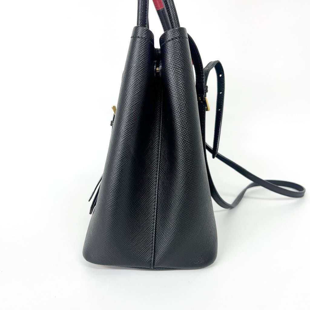 Prada Saffiano Cur Double Bag Medium 1BG775 Black Leather Good - Box View
