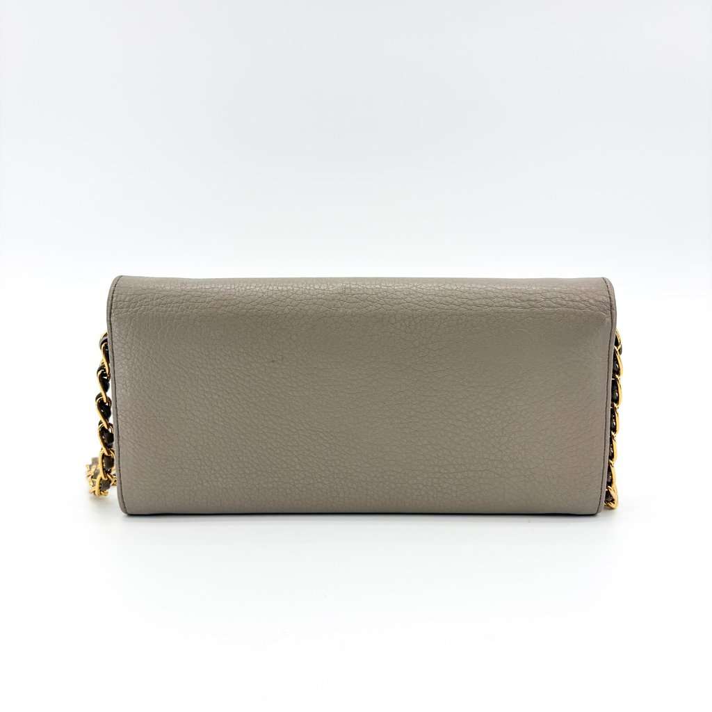 Prada Vitello Phoenix Chain Wallet Argila Gray MultiColor Leather Good - Inside View