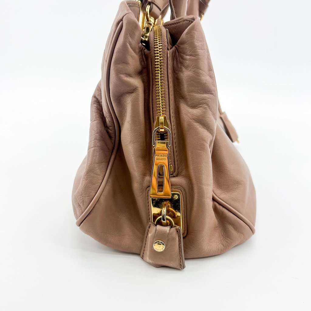 Prada Vitello Daino Leather Bow Tote Bag Taupe MultiColor Leather Good - Inside View