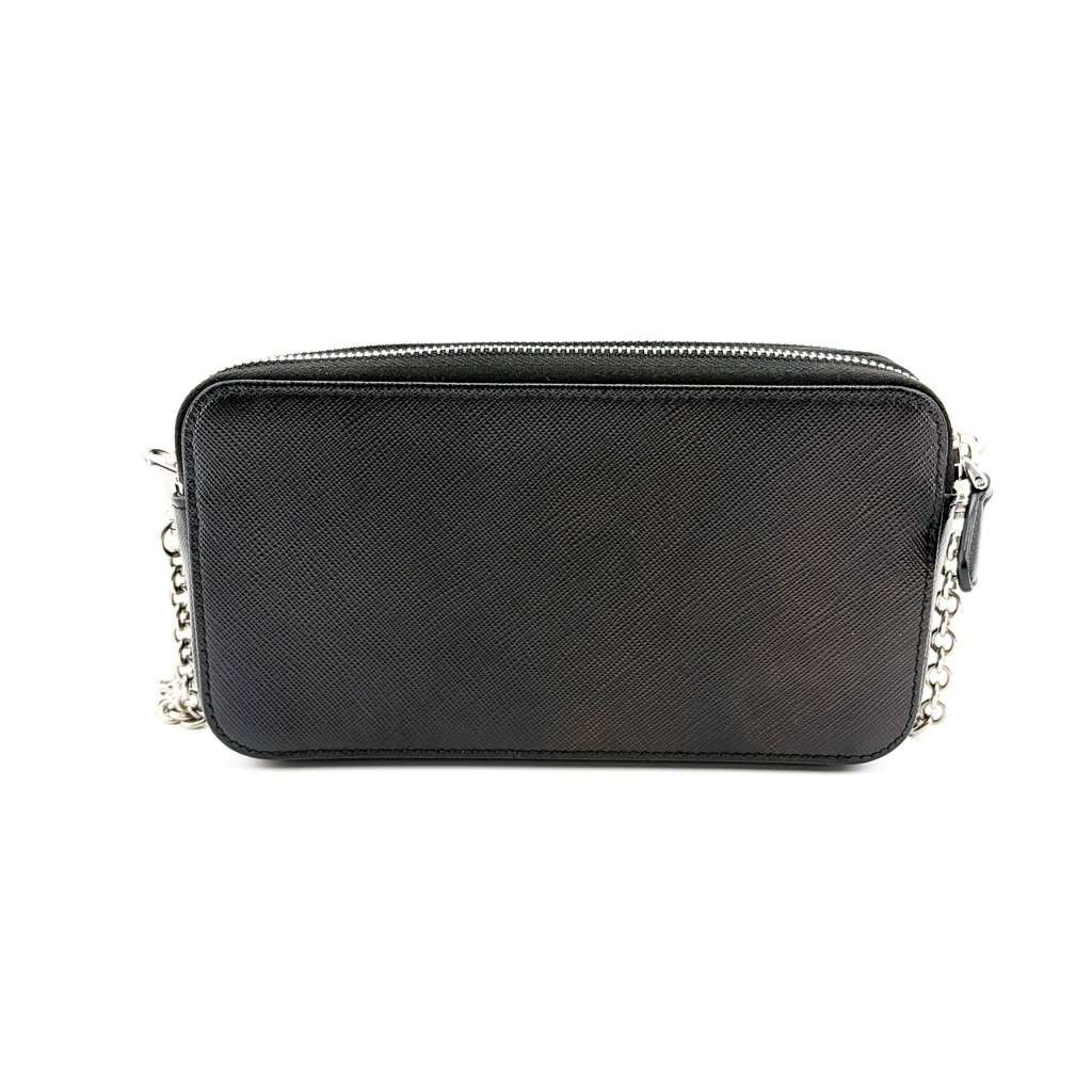 Prada Saffiano Leather Mini Chain Shoulder Bag Black Black Leather Good - Back View