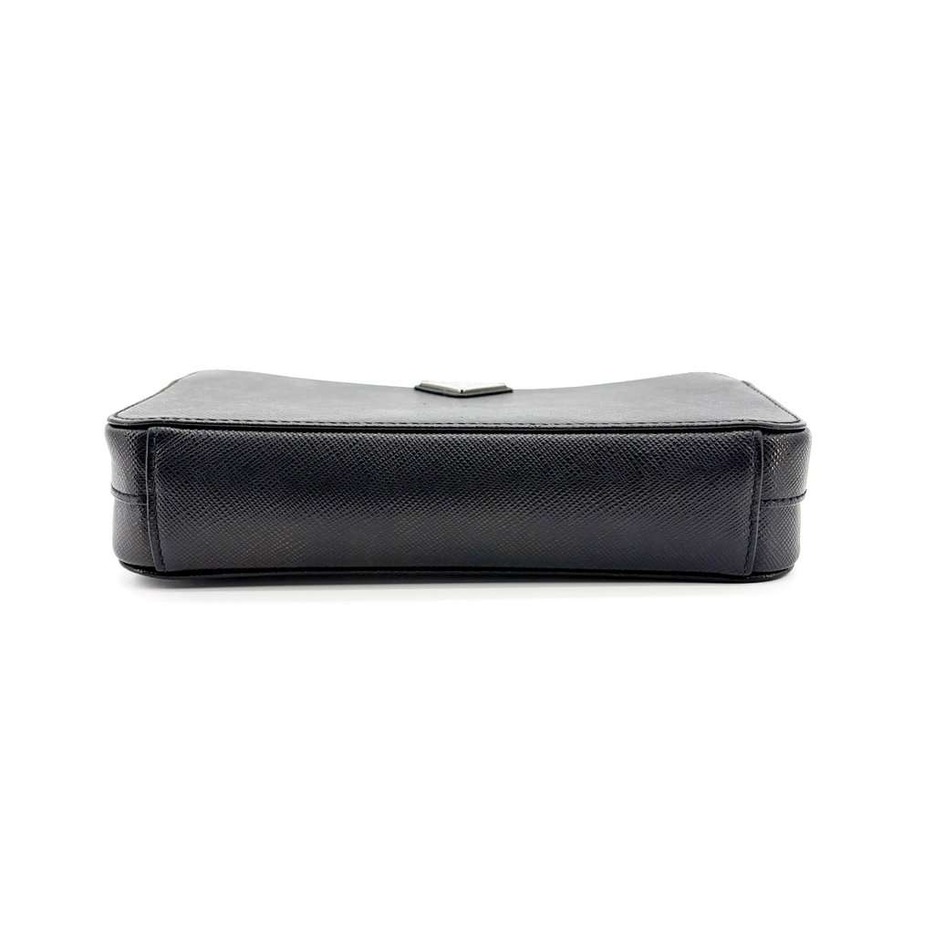 Prada Saffiano Leather Mini Chain Shoulder Bag Black Black Leather Good - Box View
