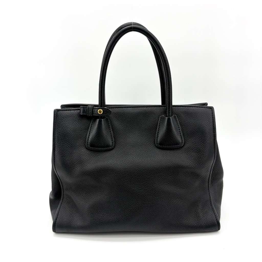 Prada Vitello Phoenix Tote Bag Black Black Leather Good - Inside View