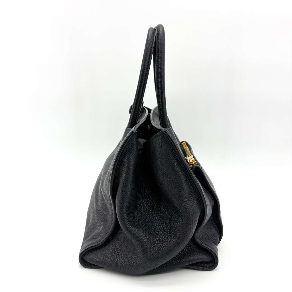 Prada Vitello Phoenix Tote Bag Black Black Leather Good - Box View