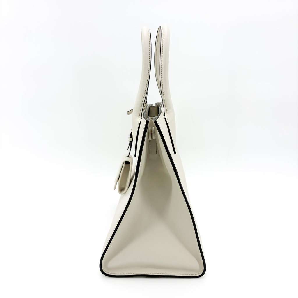 Prada Monochrome Small Saffiano Leather Tote Bag White White Leather Very good - Model View