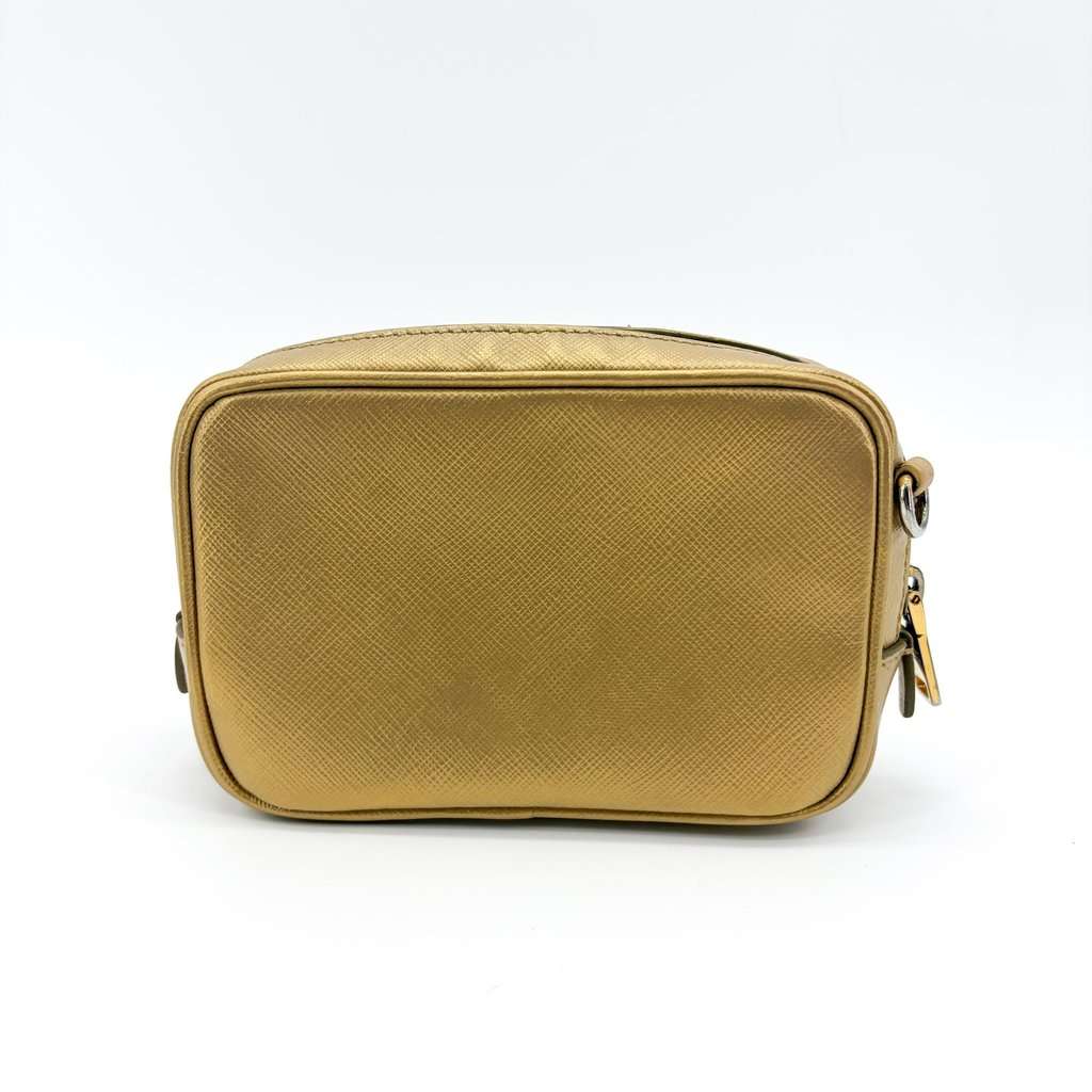 Prada Saffiano Leather Camera Bag Gold Gold Leather Good - Inside View