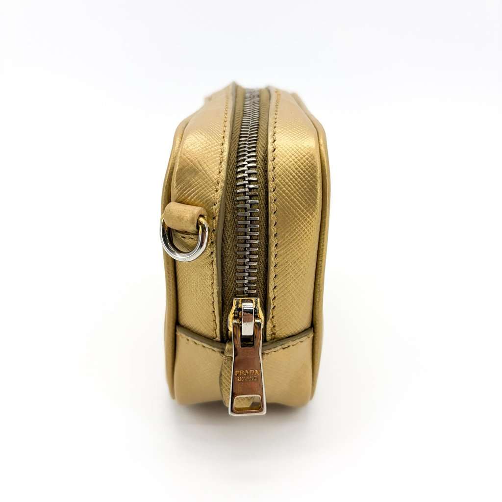 Prada Saffiano Leather Camera Bag Gold Gold Leather Good - Box View