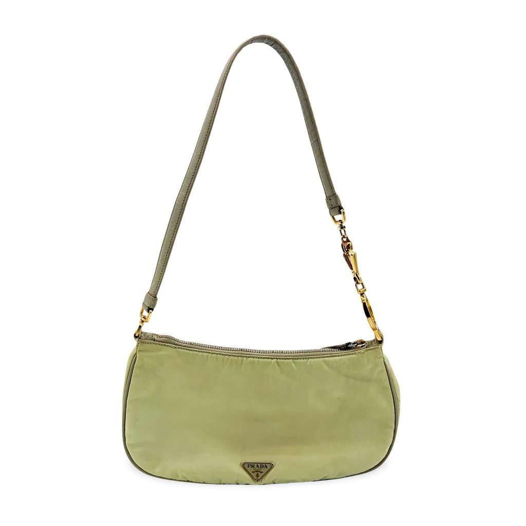 Prada Vintage Nylon Mini Shoulder Bag Light Green Green Polyamide Fair - Front View