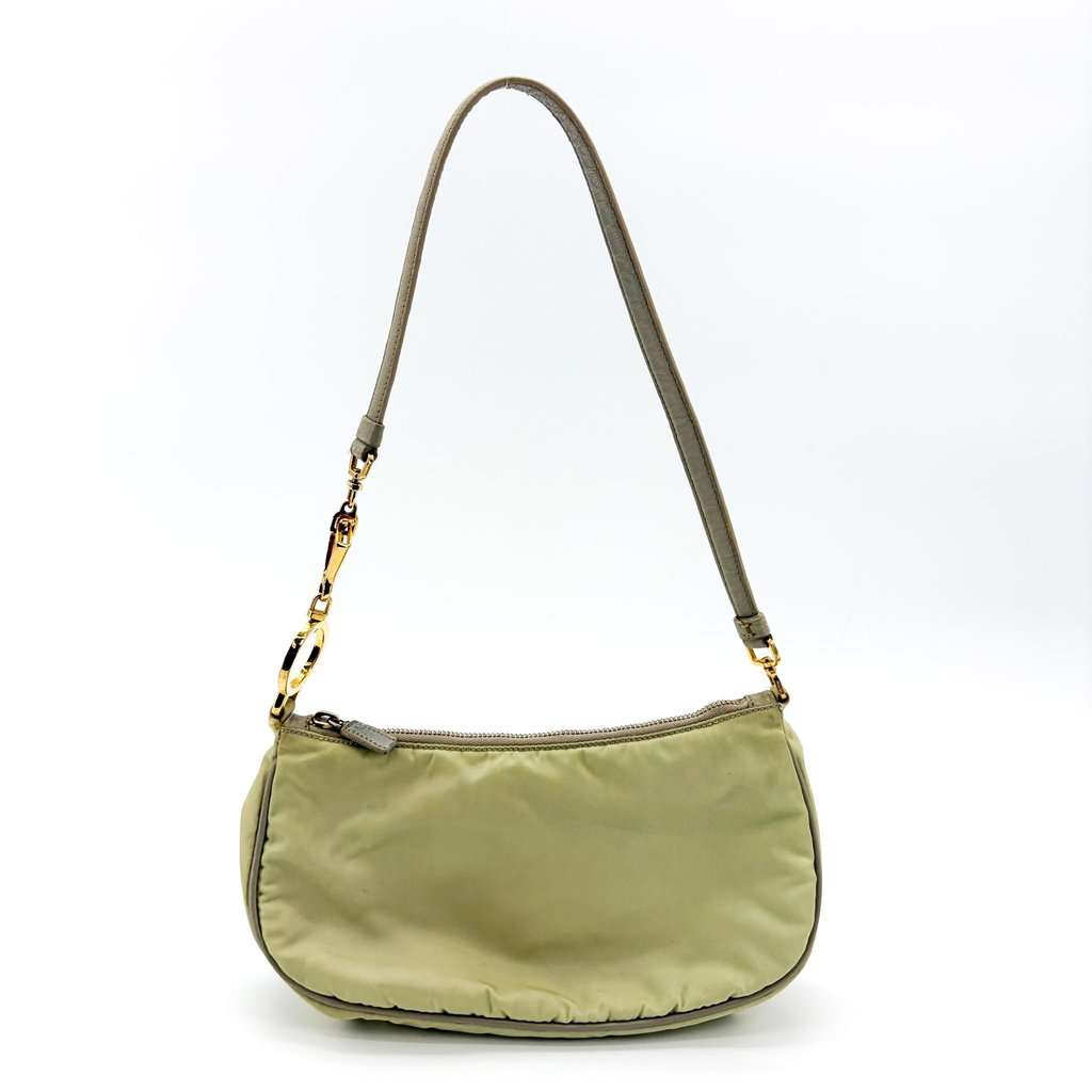 Prada Vintage Nylon Mini Shoulder Bag Light Green Green Polyamide Fair - Back View