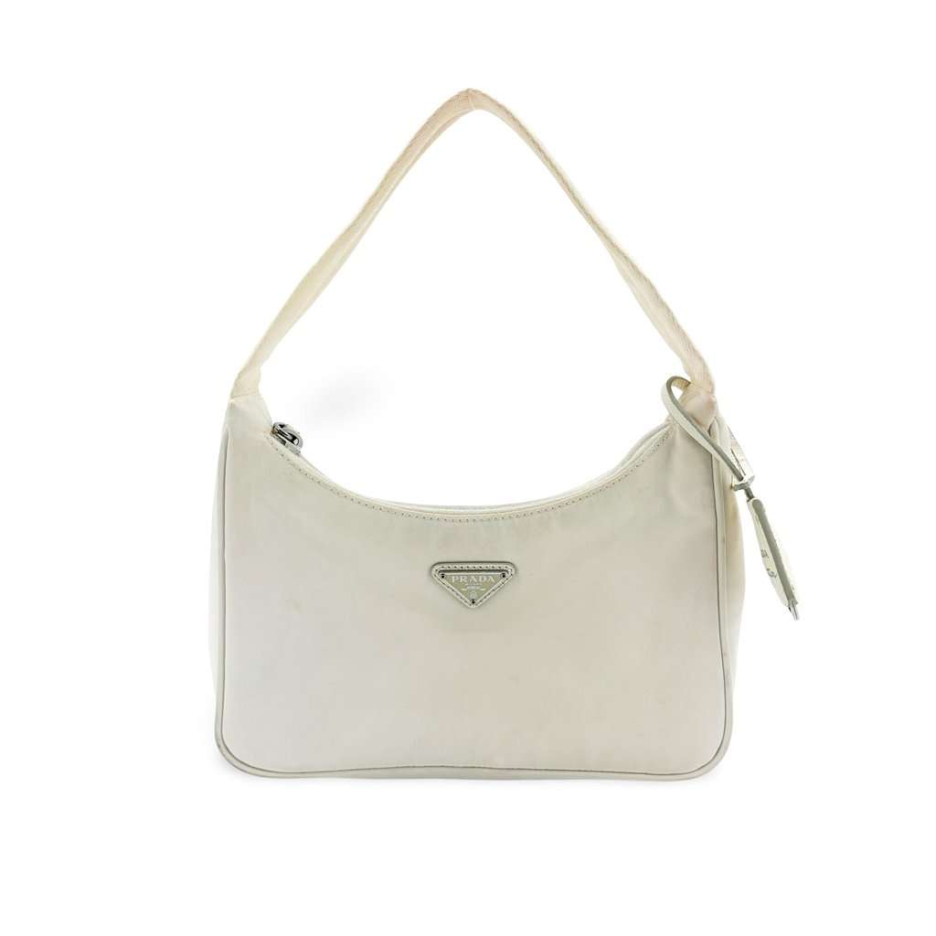 Prada Re-edition 2000 Nylon Mini Bag White White Polyamide Good - Front View