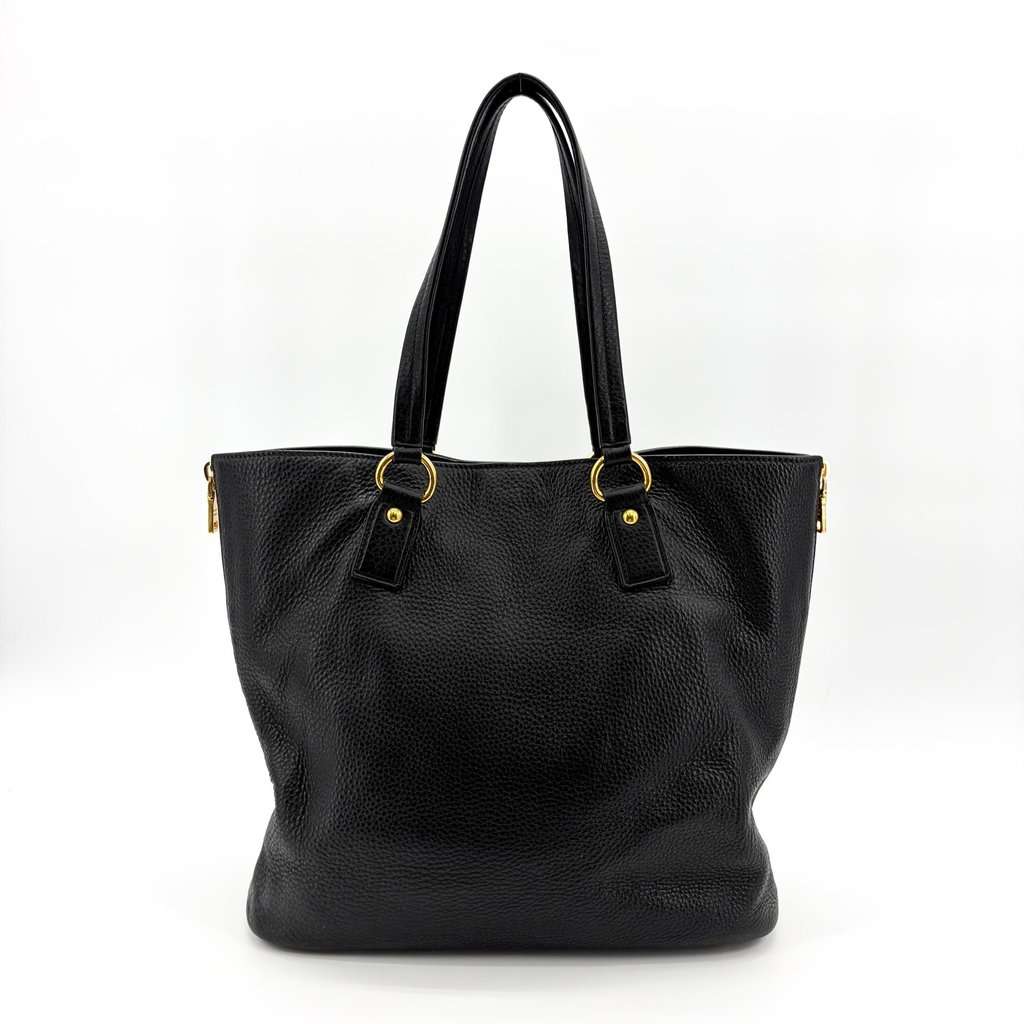 Prada Vitello Phenix Tote Bag Black Gold Hardware Black Leather Good - Inside View