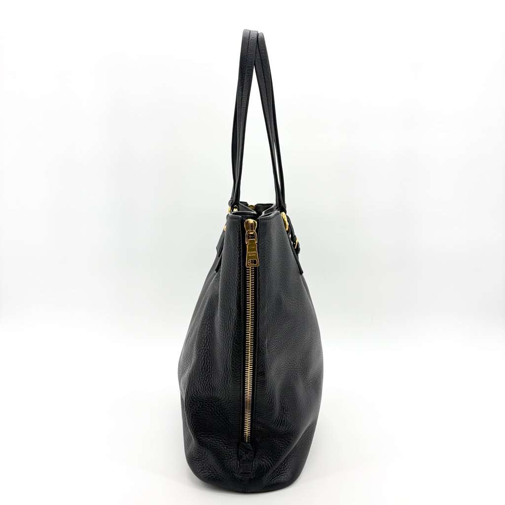 Prada Vitello Phenix Tote Bag Black Gold Hardware Black Leather Good - Box View