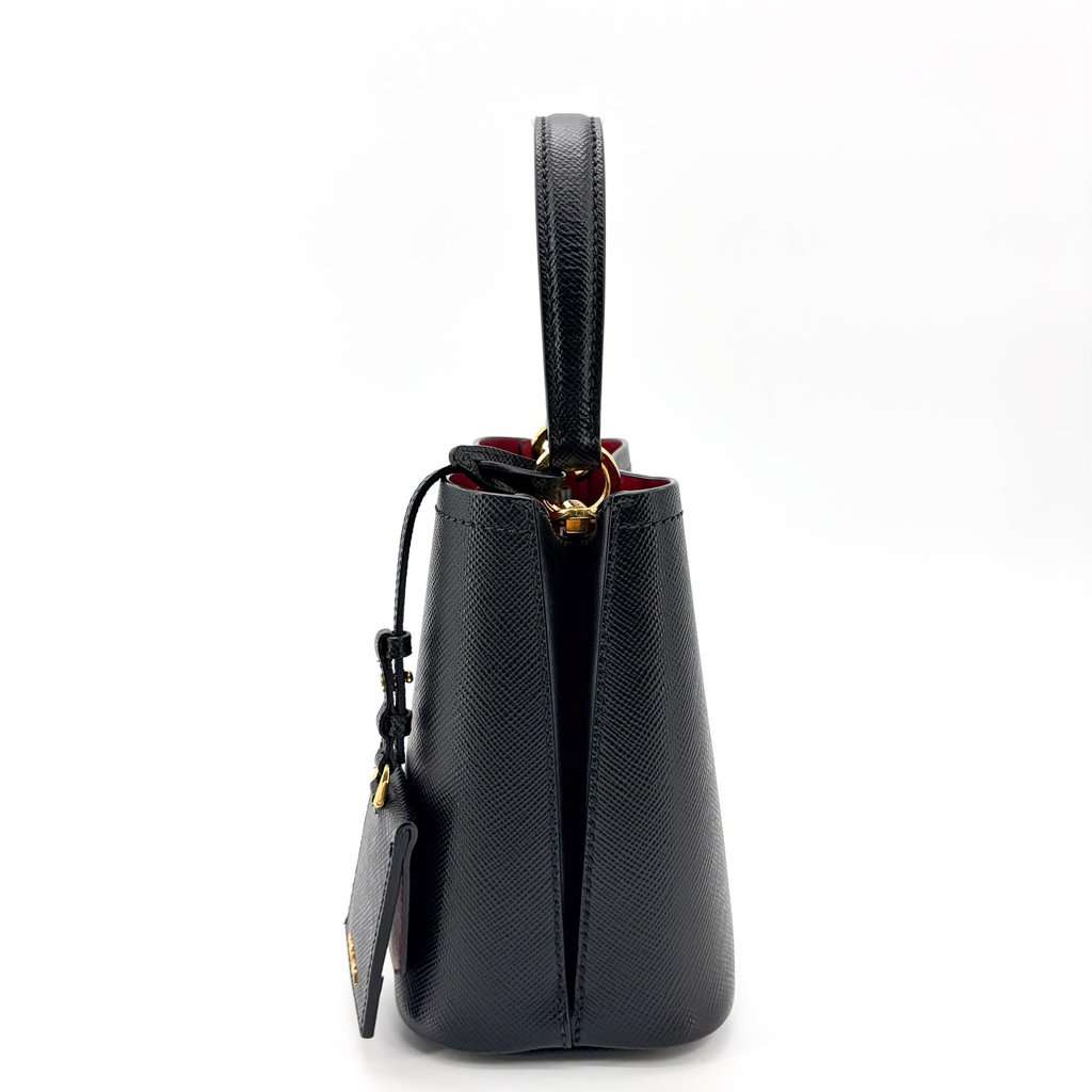 Prada Panier Saffiano Leather Small Bag Black Red Black Leather Very good - Model View