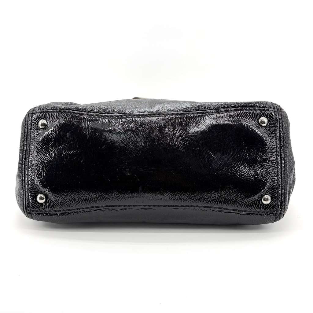 Prada Spumato Vernice Naflac Frame Satchel Bag Black Leather Fair - Box View