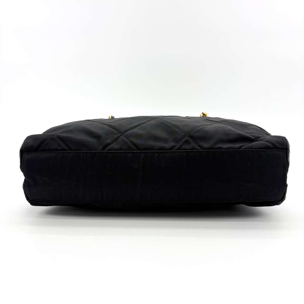 Prada Quilted Nylon Chain Shoulder Bag Black Black Polyamide Good - Box View