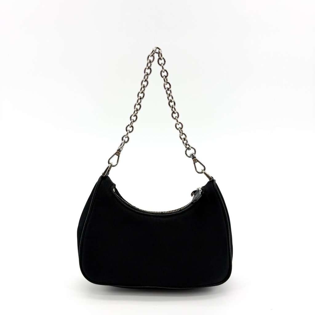 Prada Re-edition Nylon Mini Crossbody Bag Black Black Polyamide Good - Inside View