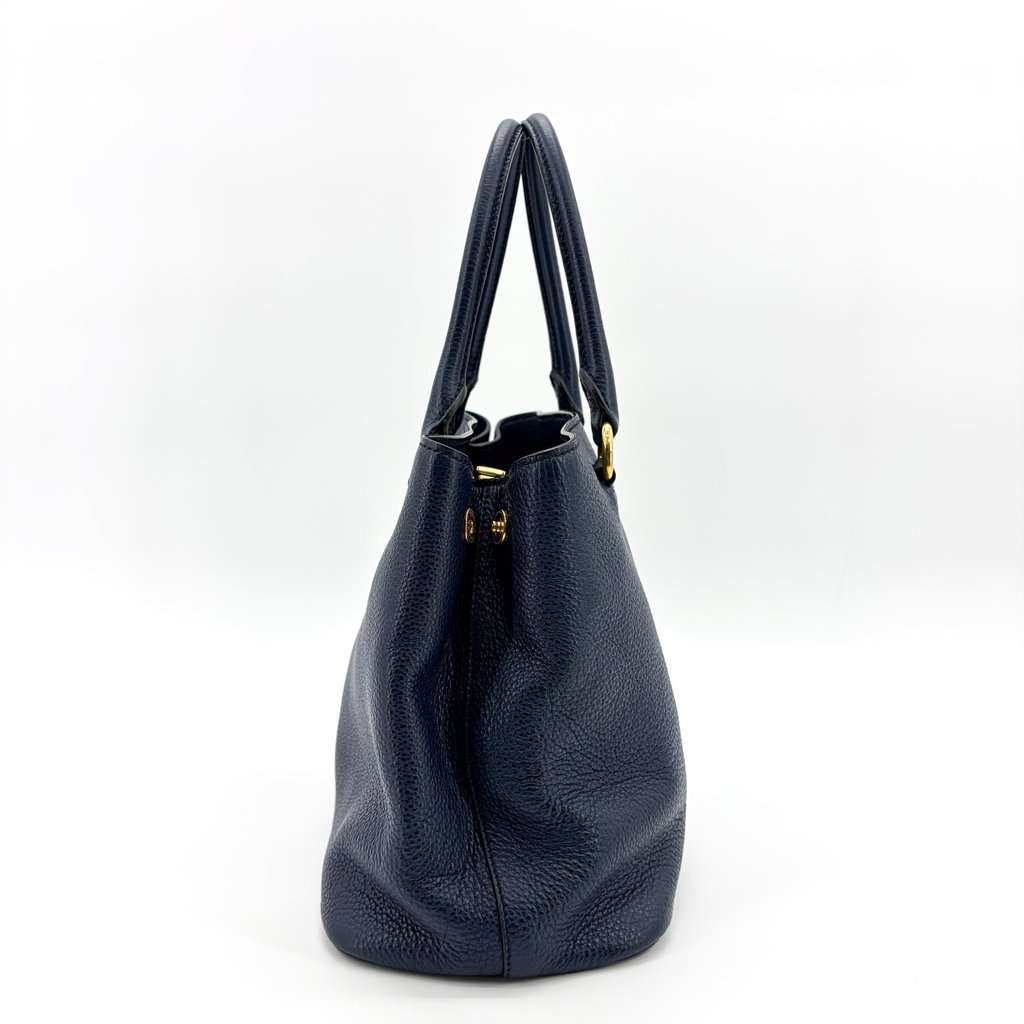 Prada Vitello Phoenix Tote Bag Baltico Gold Hardware Navy Leather Good - Box View