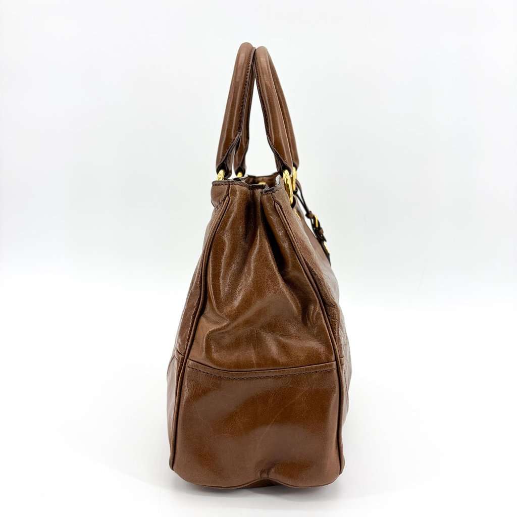 Prada Vitello Shine Tote Bag Brown Brown Leather Good - Box View