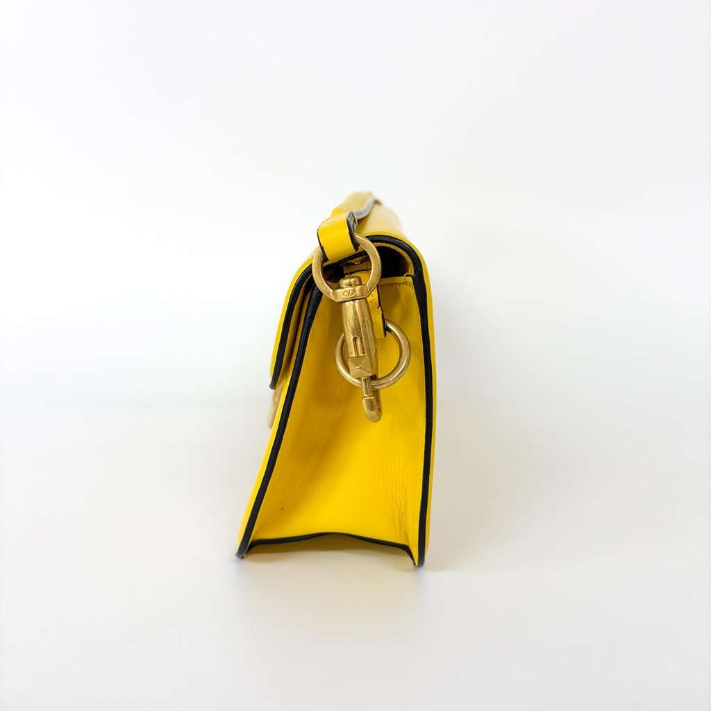 Valentino Garavani V-Logo Rocco Shoulder Bag Yellow Gold Leather Good - Model View