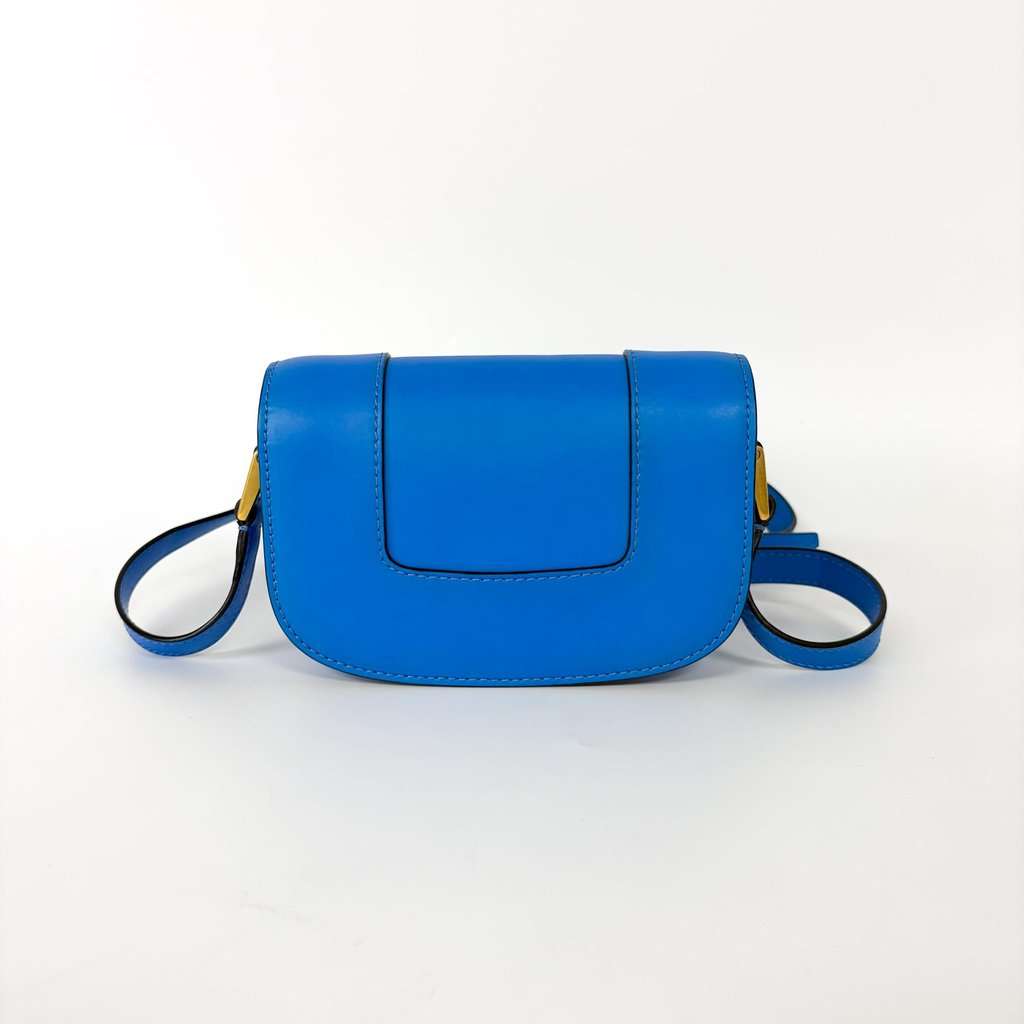 Valentino Superbee Mini Shoulder Bag Blue Blue Leather Good - Back View