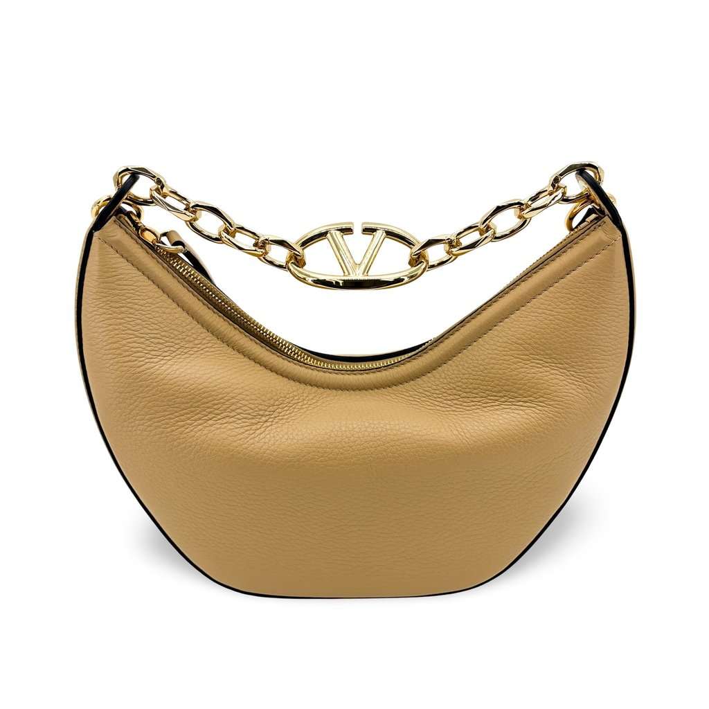 Valentino Garavani Small V-Logo Moon Back Beige Beige Leather Very good - Front View